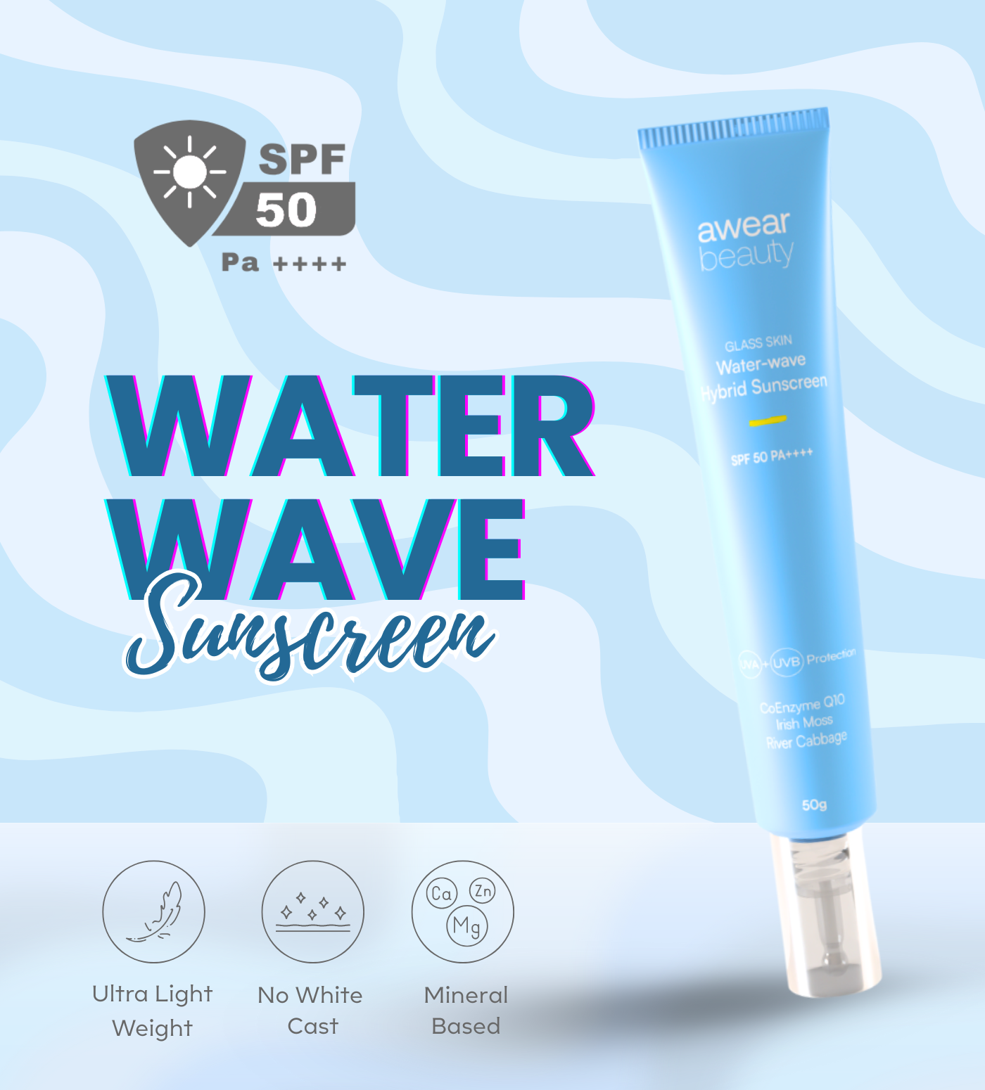 Water-Wave Hybrid Sunscreen