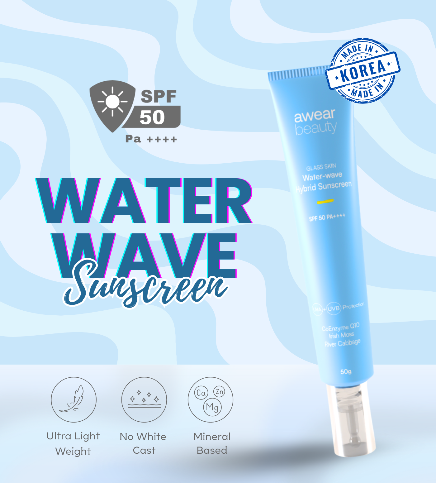 Water-Wave Hybrid Sunscreen